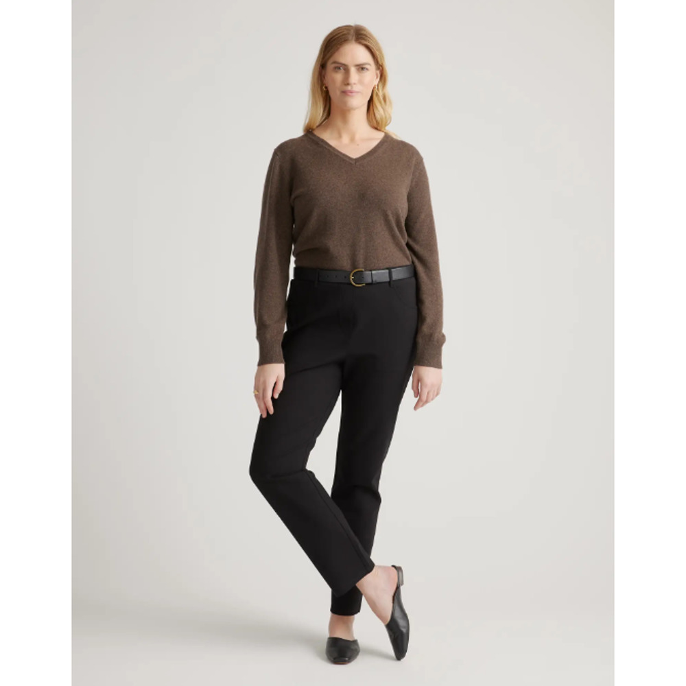 Quince Ultra-Stretch Ponte Straight Leg 4-Pocket Pant Small Inseam 30 Black New - Picture 2 of 5